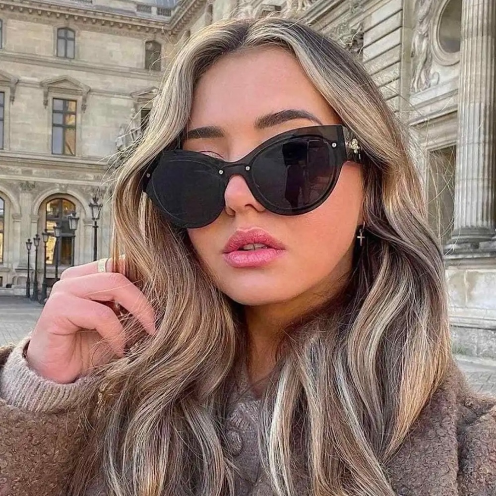 VERSACE BUTTERFLY TRANSPARENT DK GREY SUNGLASSES WITH ICONIC MEDUSA EMBLEM LOGO